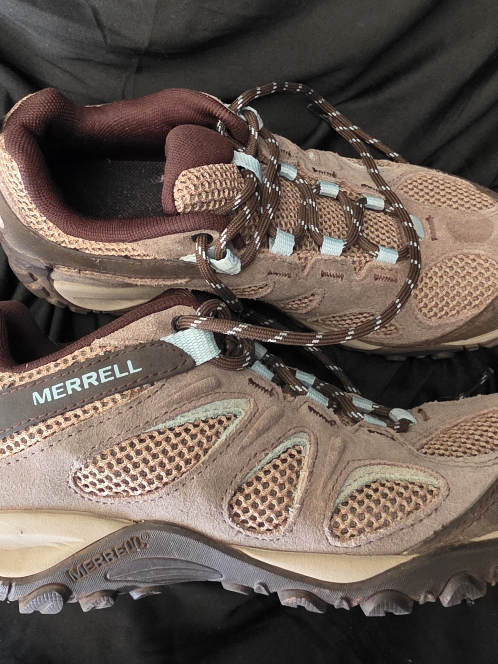 Merrell Women's Brown Trail Sneakers with Light Blue Highlights